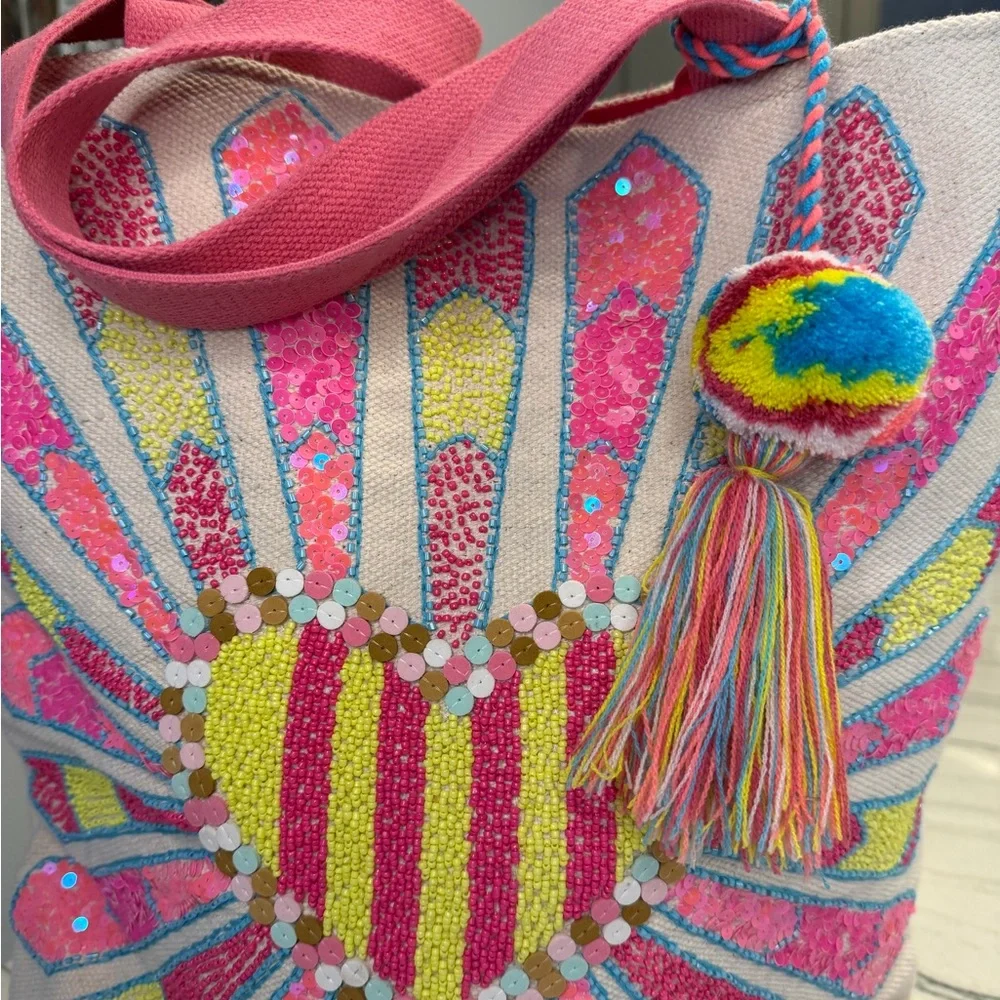 Katydid- Colorful Heart Pattern Tote Bag - Picture 2 of 6
